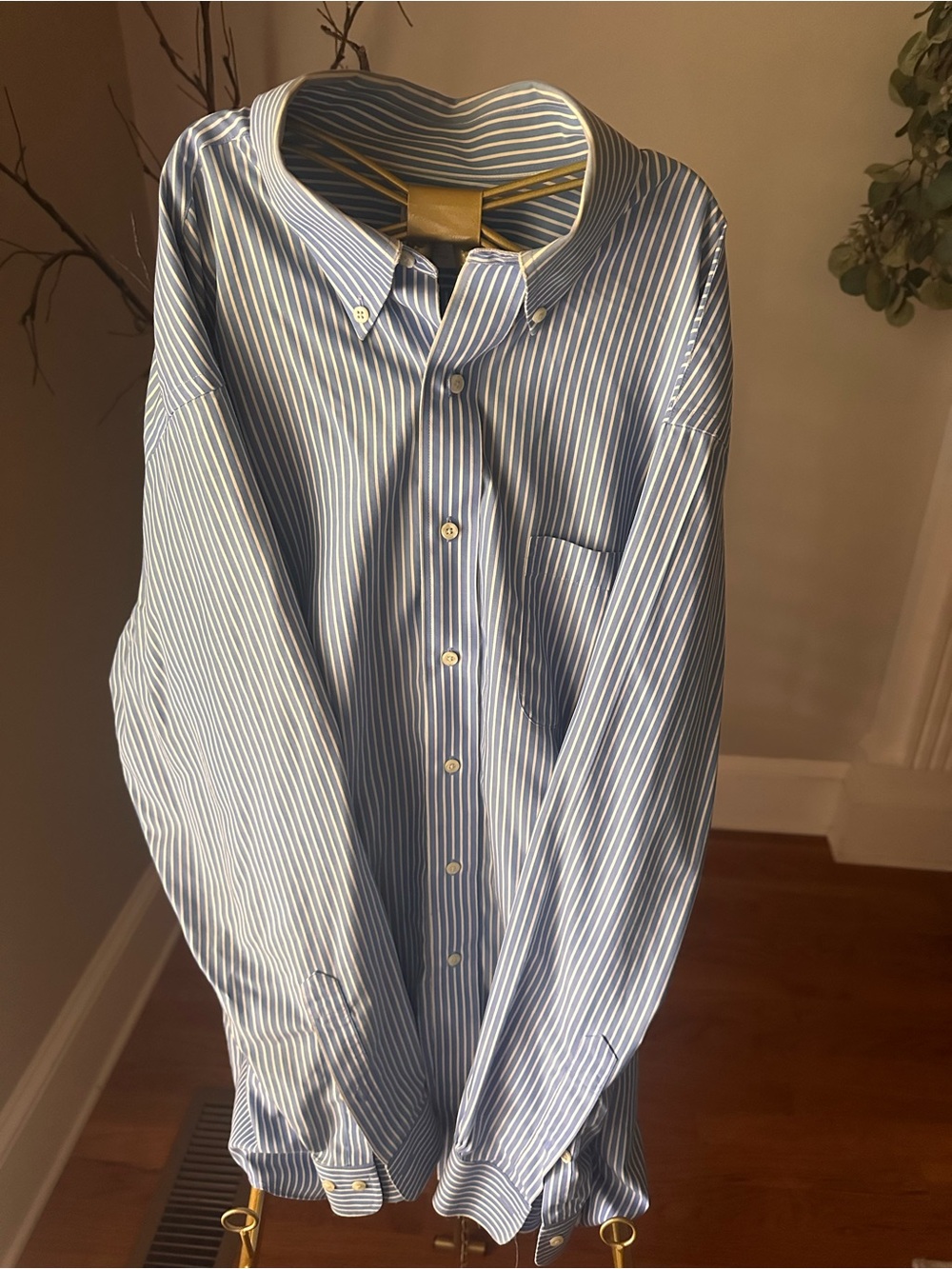 Brooks Brothers Blue and White Striped Button-Down Shirt